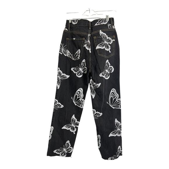 PacSun Butterfly Jeans Basic Casual Denim Pants High Rise Straight Raw Hem 26 - Picture 6 of 7